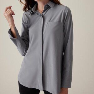 Athleta Urbanite Lightweight Long Sleeve Button Down Shirt-Grey Size L